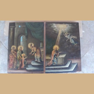 icona antica formata di 2 scene 60x43